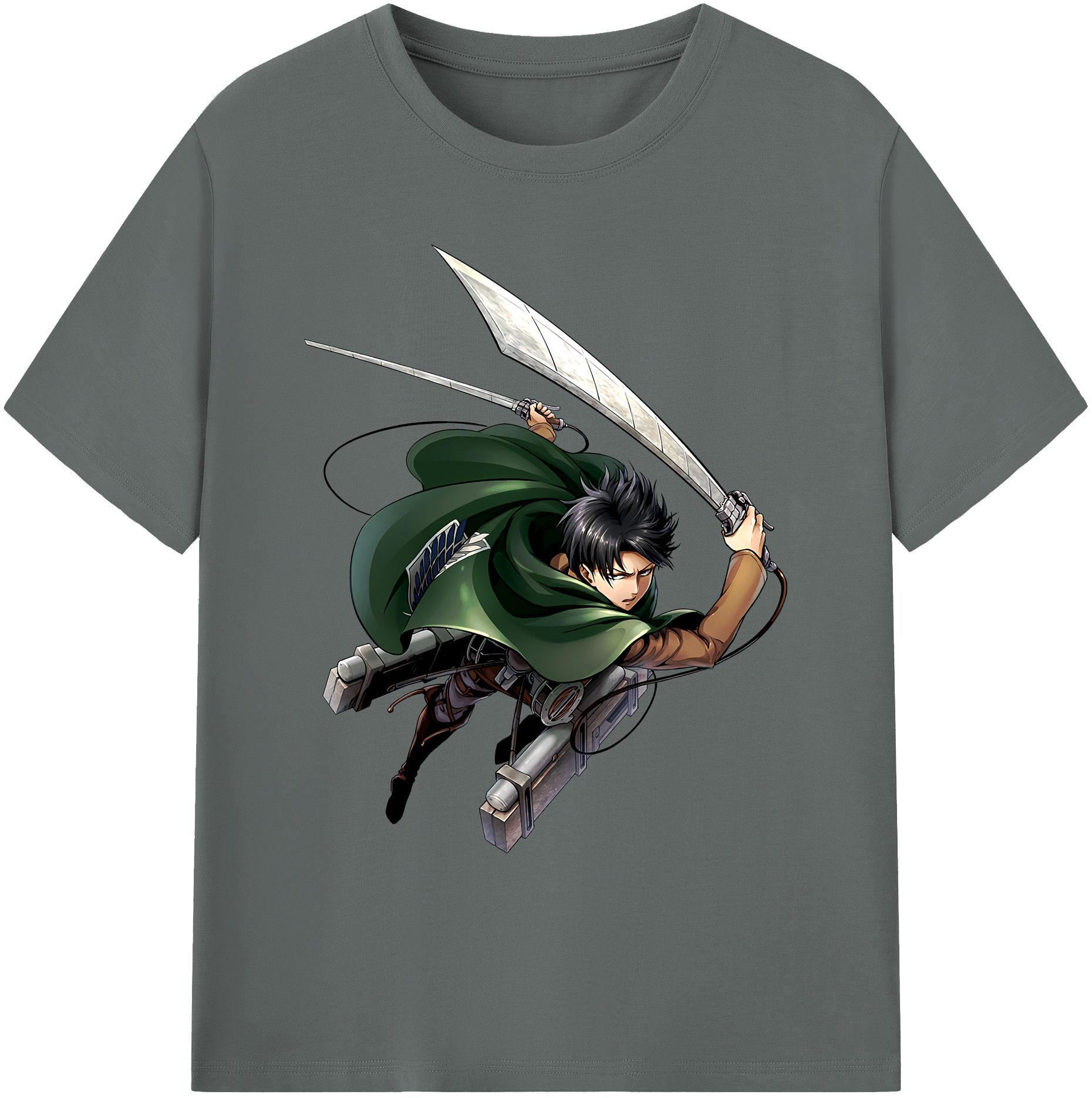 （画像用） 進撃の巨人 リヴァイ·アッカーマン Attack on Titan Levi Ackerman 綿100％ メンズ半袖Tシャツ｜肌触りやわらか＆通気性